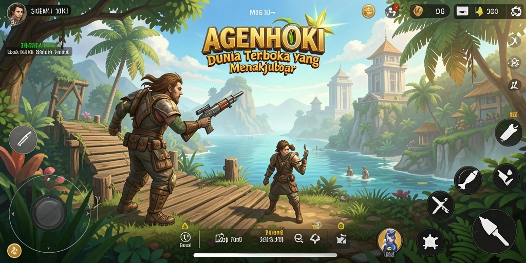 Screenshot gameplay AGENHOKI menampilkan karakter menjelajahi dunia terbuka.