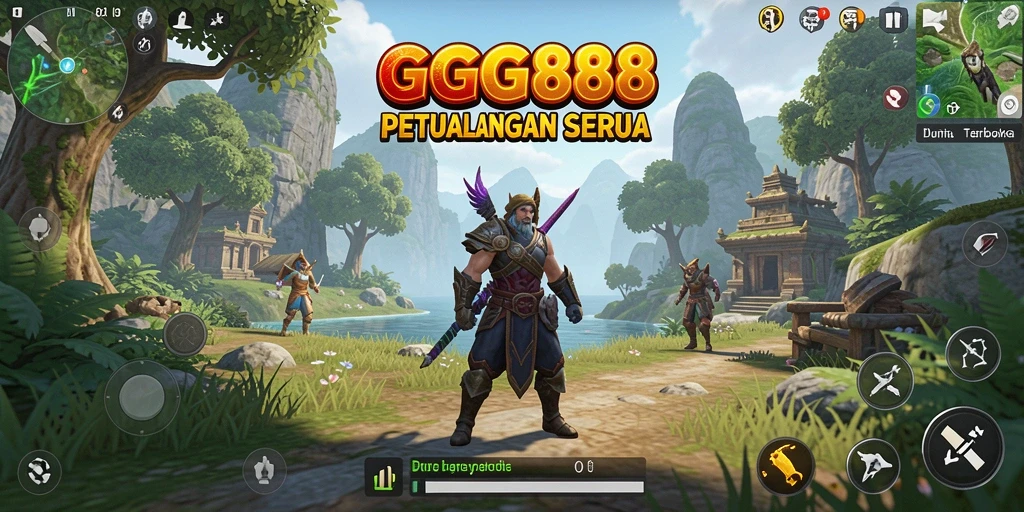 Screenshot GGG888 menampilkan petualangan seru di dunia terbuka.