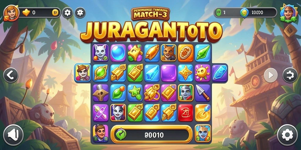 Screenshot gameplay JURAGANTOTO yang penuh warna dan menyenangkan.