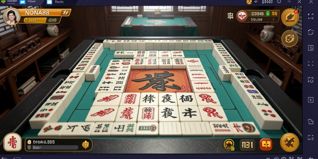 Screenshot gameplay NONA88 menampilkan suasana permainan Mahjong yang mendebarkan.