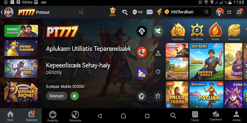 Screenshot utama PT777 menunjukkan tampilan antarmuka yang sederhana dan fitur-fitur praktis.