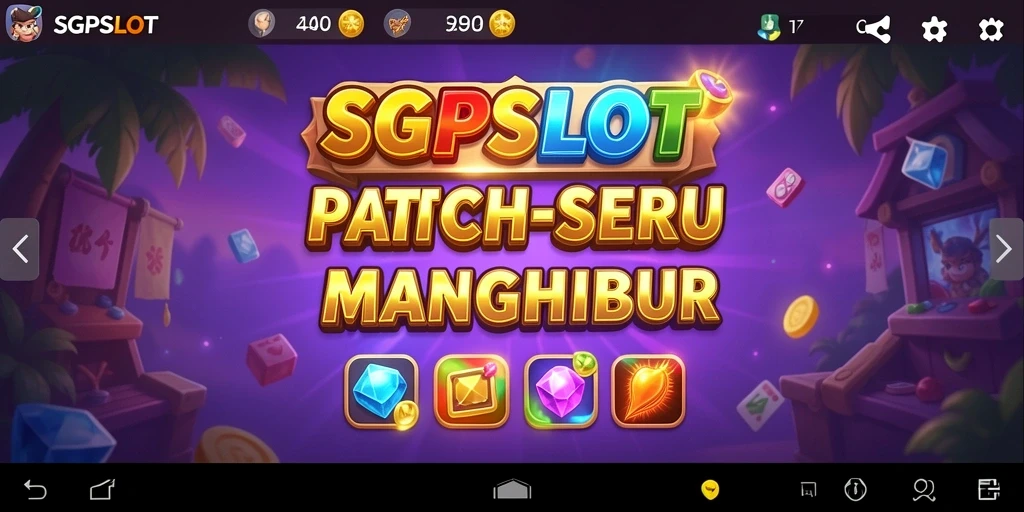 Tampilan gameplay seru SGPSLOT dengan simbol match-3 yang berwarna-warni.