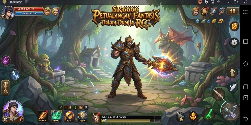 Screenshot gameplay SR6666 menampilkan aksi pertarungan epik di dunia RPG.